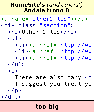 HomeSite - Andale Mono 8